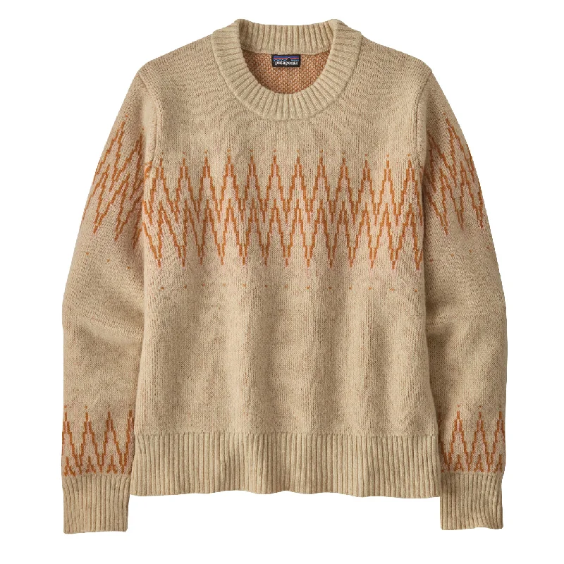 Patagonia Womens Recycled Wool Blend Crewneck Sweater Sea Song Natural Iron Safe Non-Iron Wrinkle Free