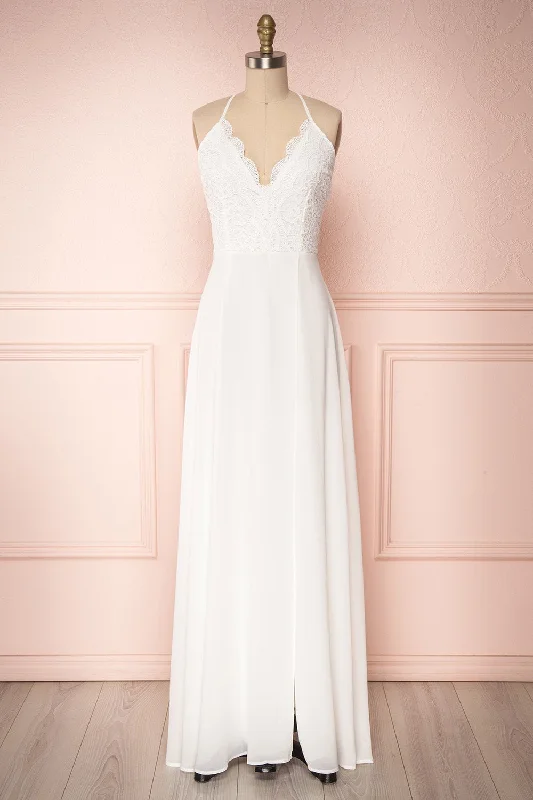 Fabia Ivory | Lace & Chiffon Dress
