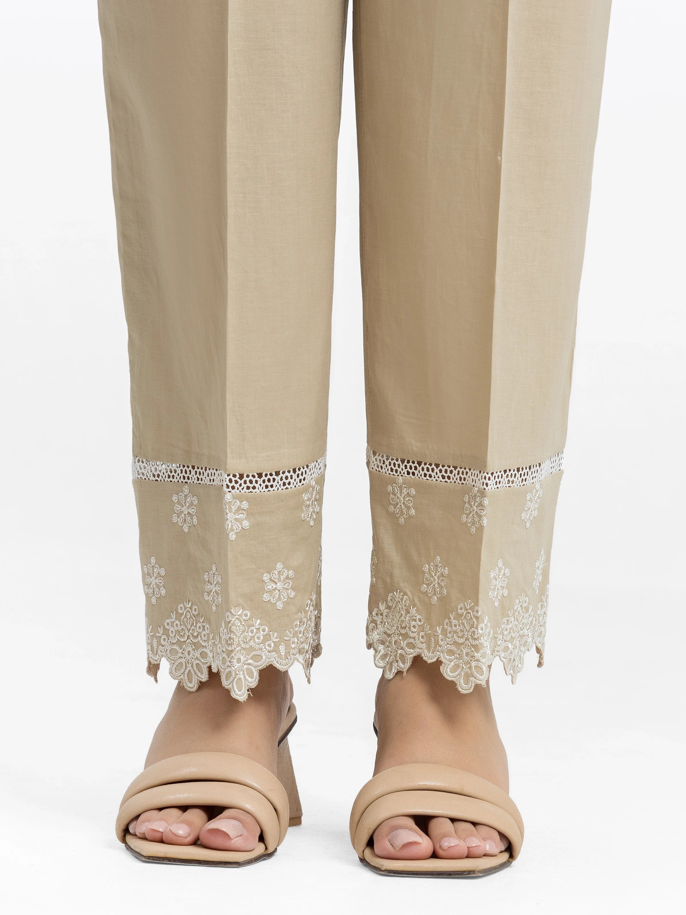 Women's Beige Trouser - EWBE24-76585 Trousers Solid Black