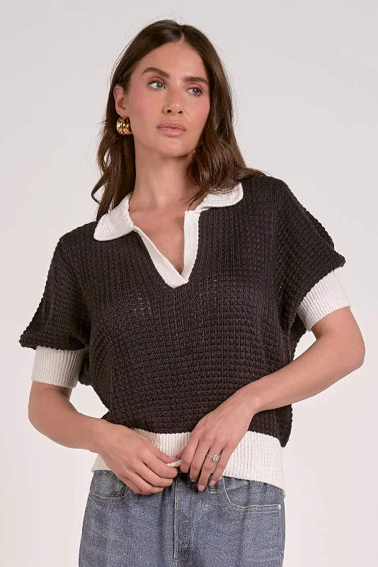 Collared Sweater Top Notch Collar Peter Pan Collar Cowl Neck