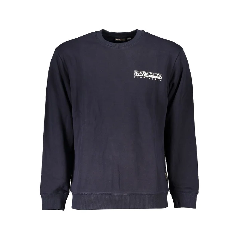 Blue Cotton Men Sweater Chenille Brocade Lace