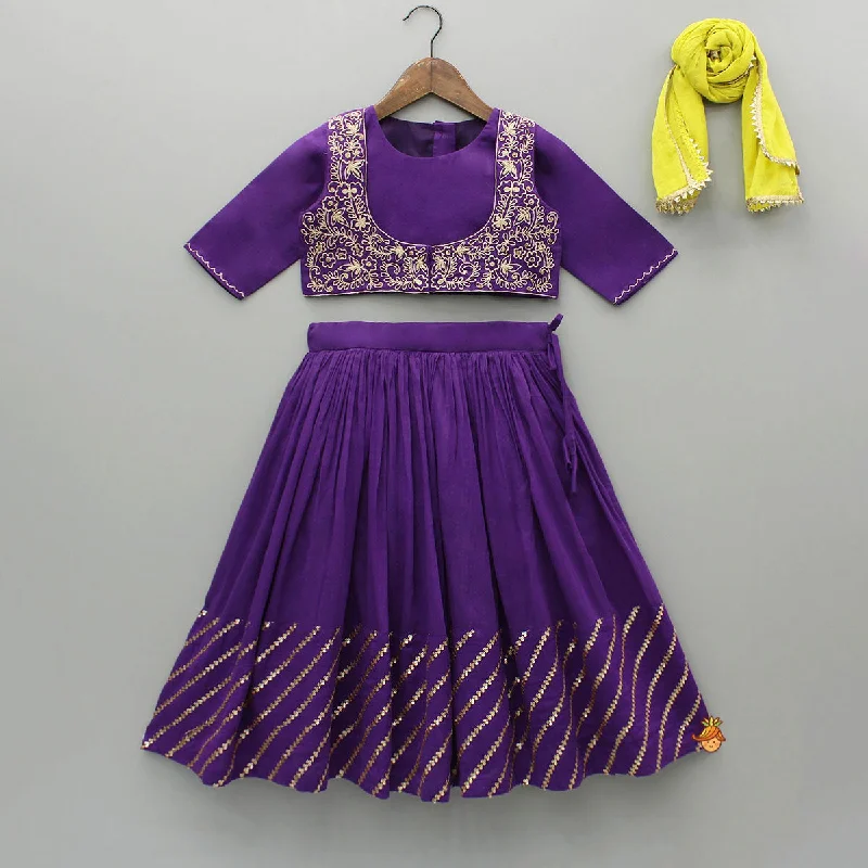 Pre Order: Purple Top And Embroidered Jacket With Lehenga And Dupatta Lace Jacket Ribbed Jacket Sequined Jacket Pre Order: Purple Top And Embroidered Jacket With Lehenga And Dupatta Lace Jacket Ribbed Jacket Sequined Jacket