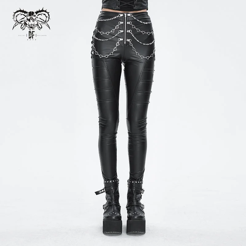 PT233 XOPT-stretchy matte leather high-waisted punk trousers for women Trousers Denim Blue