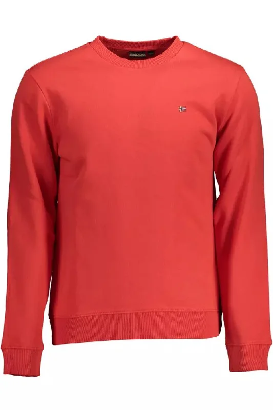 Red Cotton Men Sweater Fitted Slim Tailored