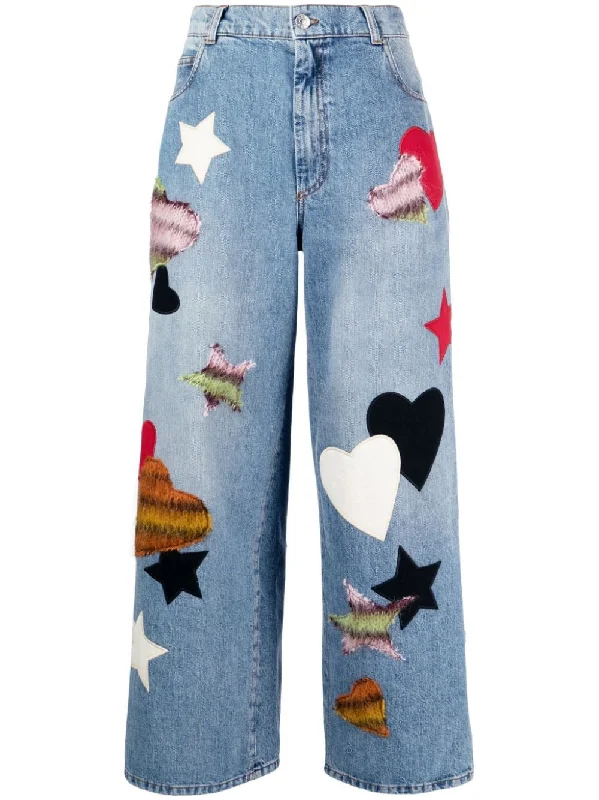 HEART-PATCH STRAIGHT-LEG TROUSERS Trousers Mesh Breathable