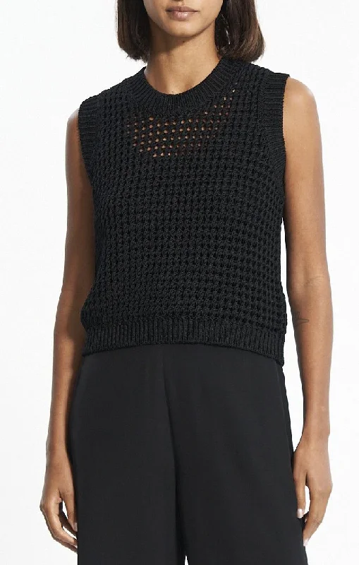 Sweater Vest Black - Theory Women Knit Fabric Woven Fabric Fleece Fabric