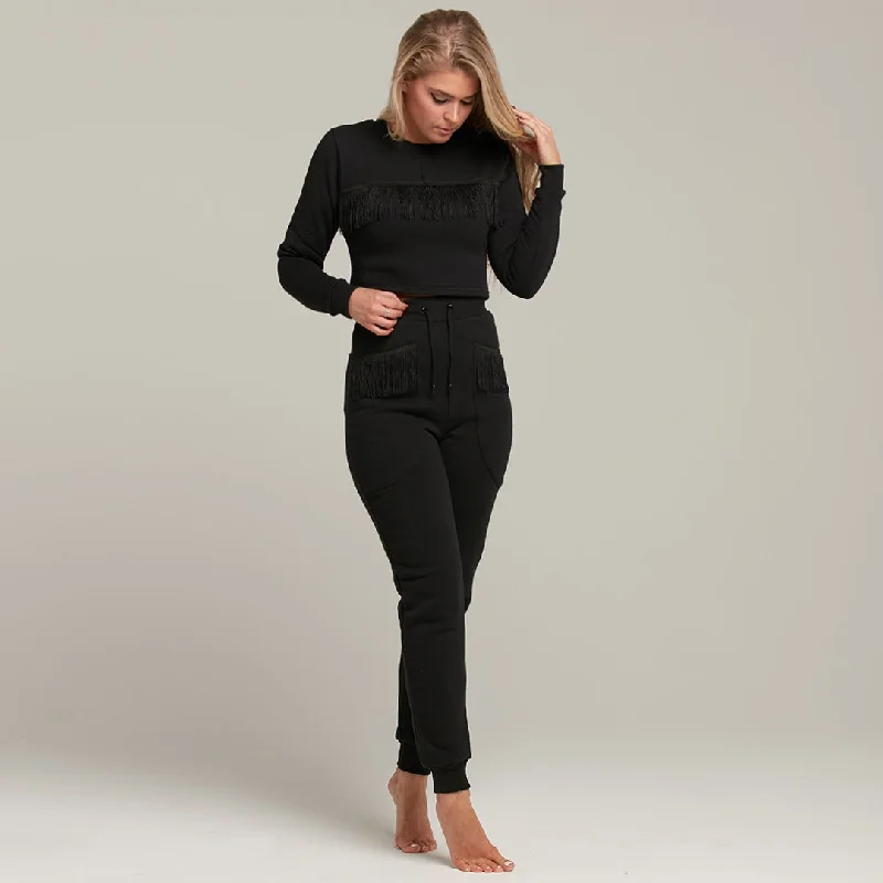 Caggie Fringing Detailed High Waisted Trouser - CT081 Trousers Winter Warm
