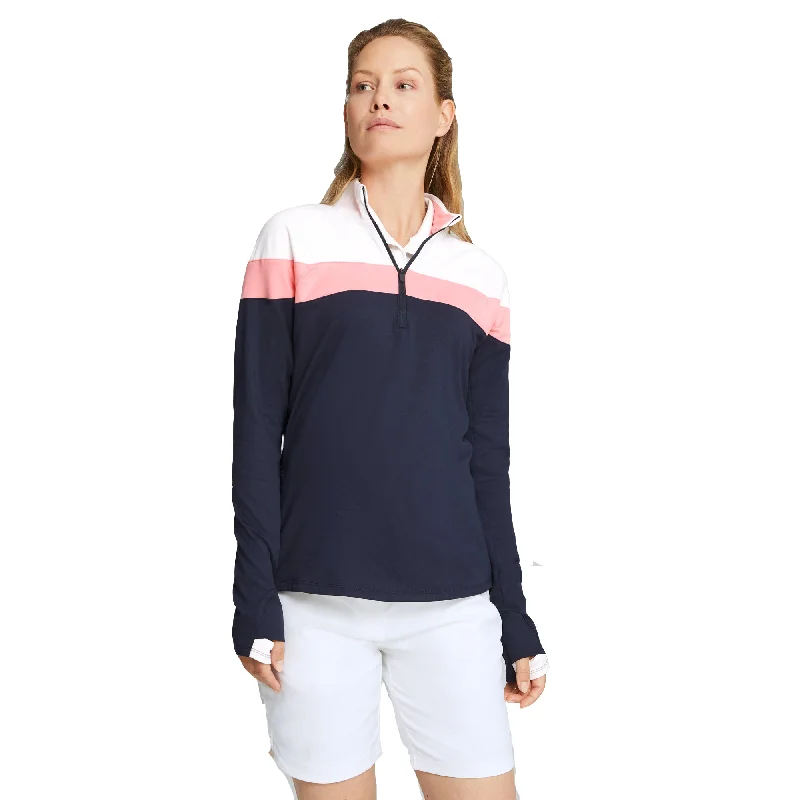 PUMA Lightweight Quarter-Zip Womens Golf Pullover Seamless Knit Pullover