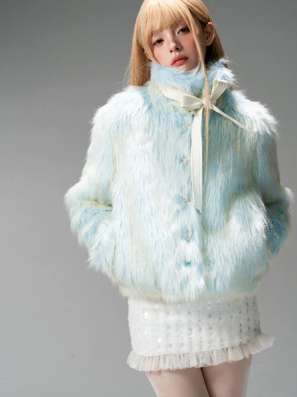 Gradient Imitation Fur Jacket Appliqued Jacket Beaded Jacket Sequined Jacket