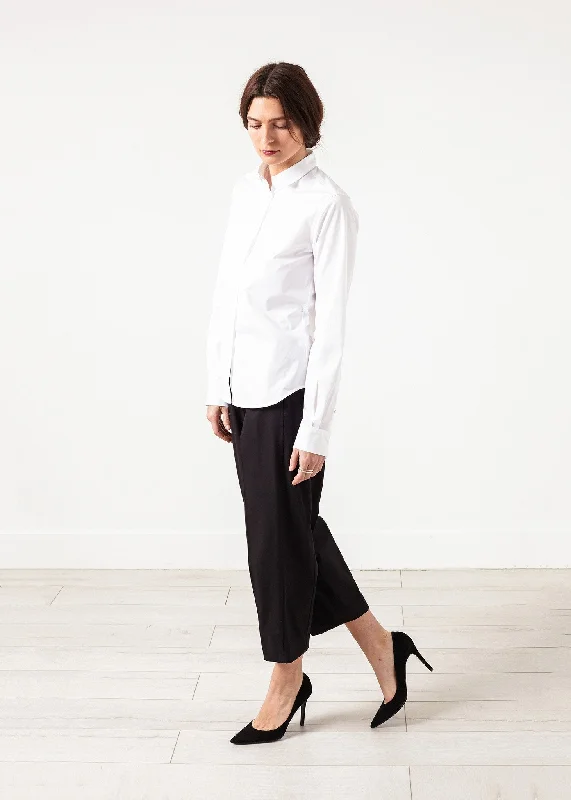 Wide Cropped Trouser in Black Trousers Custom Made