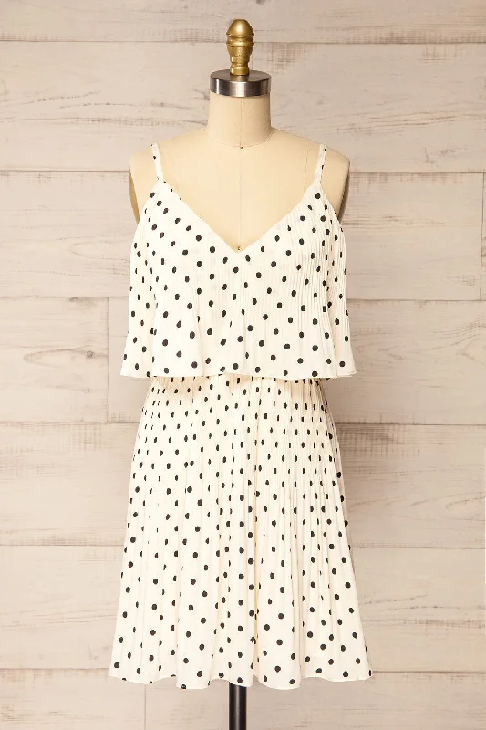 Polperro | Short Pleated Polka Dot Dress