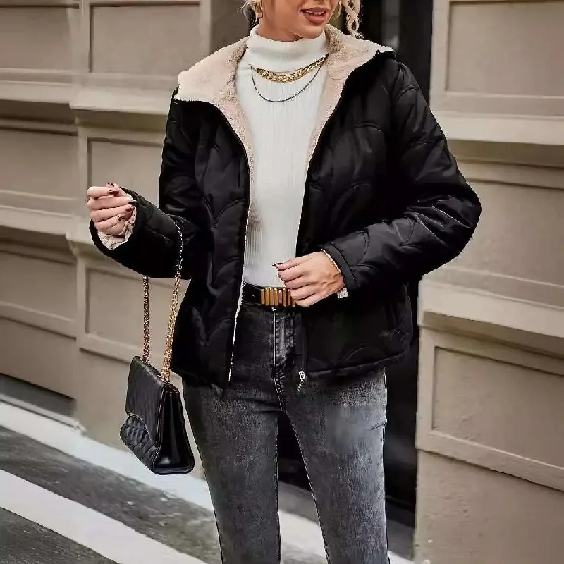 Casual Cotton Jacket Front Pockets Side Pockets Patch Pockets