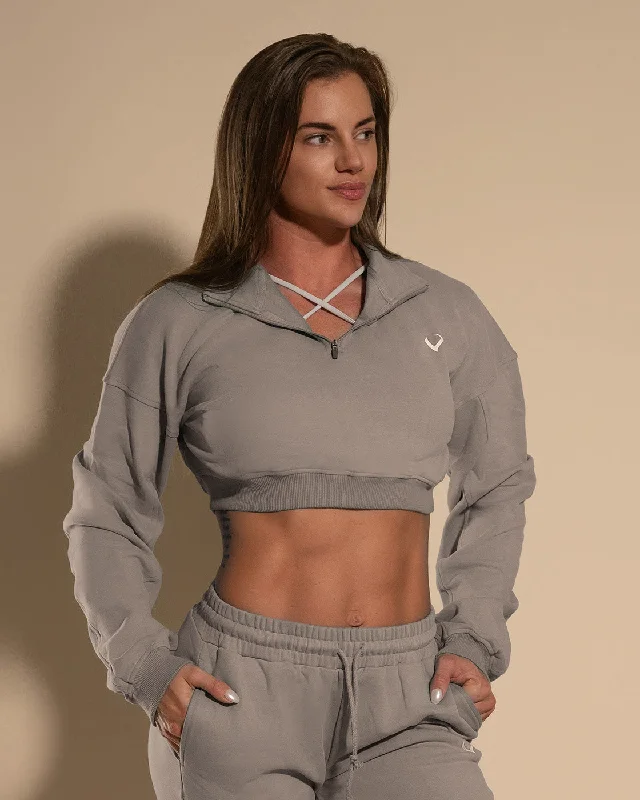 Comfy Cropped Pullover Sandstone Oblong Neck Pullover
