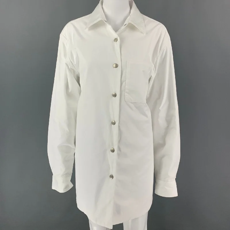 DRIES VAN NOTEN x LEN LYE Size M White Cotton Shirt Jacket Shirt Zip Front Button Front Snap Front