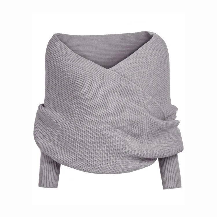 Sexy Off The Shoulder Knitted Sweater Tops Elasticated Padded Insulated