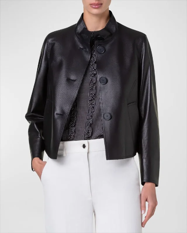 Signature Pin Dot Nappa Leather Short Jacket Knit Jacket Woven Jacket Fleece Jacket