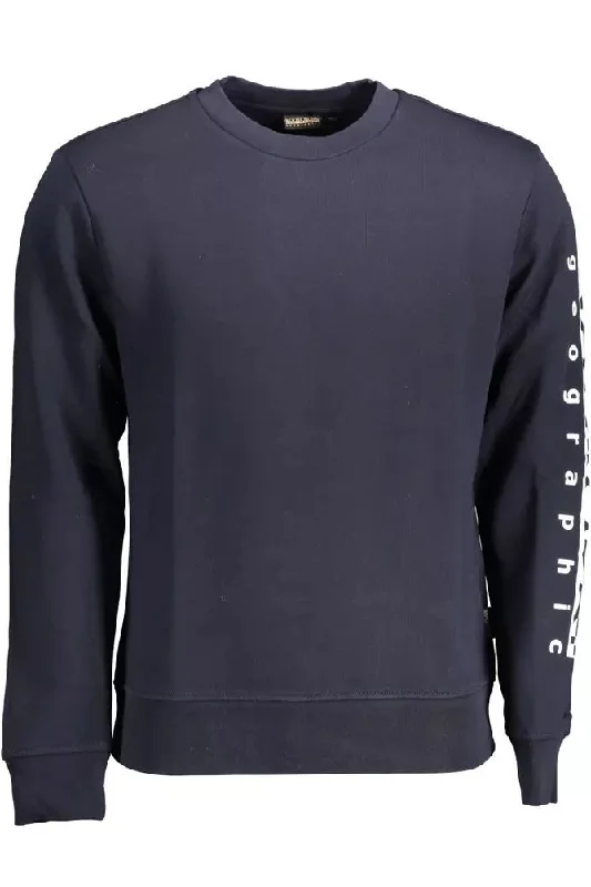 Blue Cotton Men Sweater Neon Metallic Matte