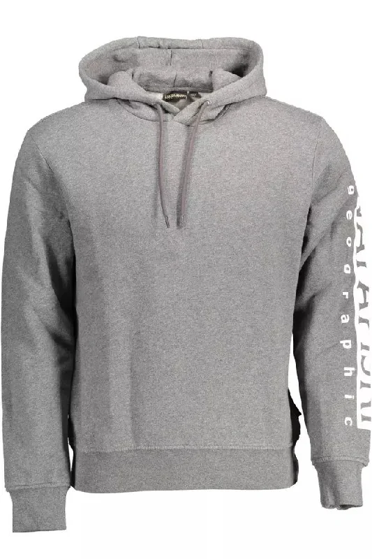 Gray Cotton Men Sweater Glossy Satin Silk