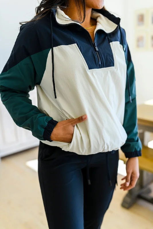 Dash Color Block 1/4 Zip Pullover Bateau Neck Pullover