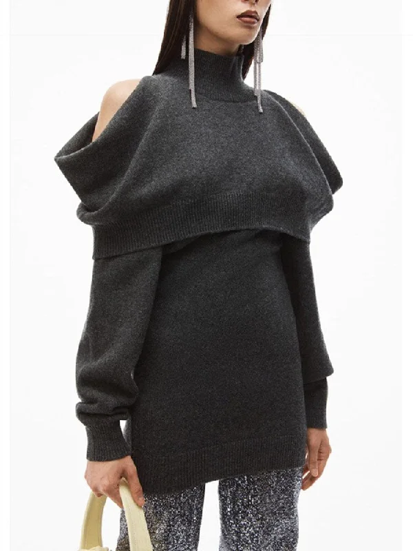 light luxury wool knitted sweater long sleeve round neck dress versatile y2k women Open Front Closed Front Wrap Front light luxury wool knitted sweater long sleeve round neck dress versatile y2k women Open Front Closed Front Wrap Front