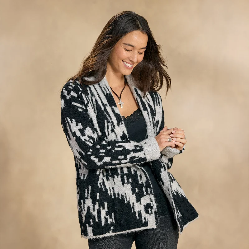 Tanya Sweater Coat Solid Color Striped Floral Print