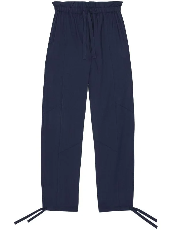 ELASTICATED-WAIST REAR WELT POCKET TROUSERS Trousers Gym Athletic