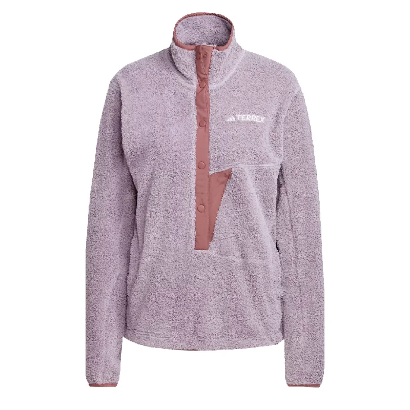 Adidas Terrex Womens Xploric High Pile Fleece Pullover Preloved Fig Soft Wool Sweater