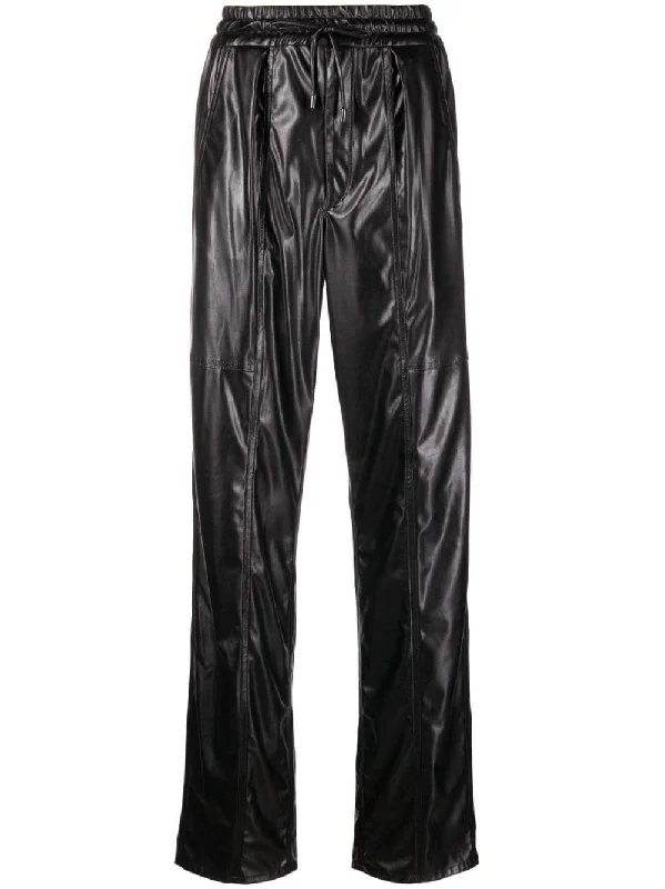 BRINA WAISTBAND FAUX-LEATHER TROUSERS Trousers Satin Smooth