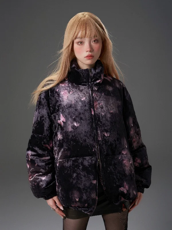 Smudged Velvet Butterfly Jacket Mesh Jacket Canvas Jacket Denim Jacket