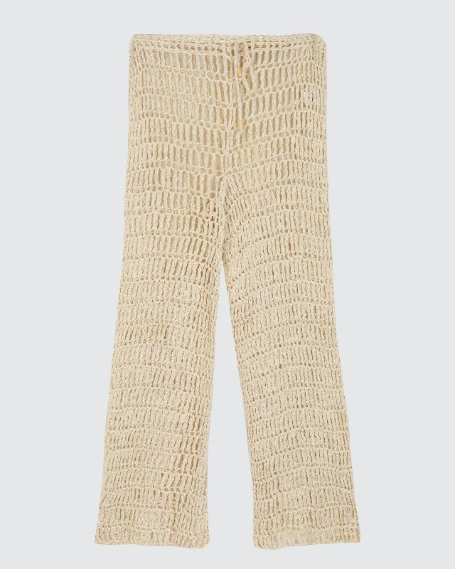 CROCHET NET TROUSERS IN ECRU Trousers Bootcut Casual