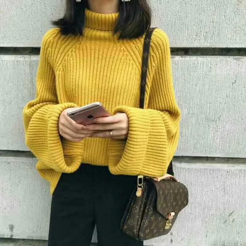 Women High Neck Loose Fall Sweaters Boat Neck Shawl Collar Notched Collar