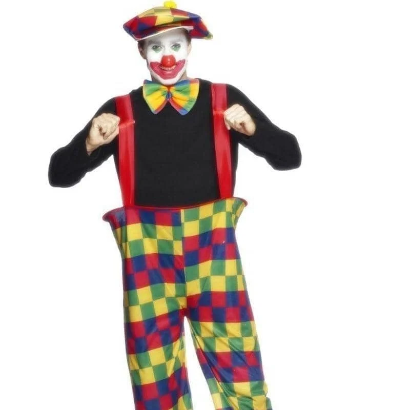 Hooped Clown Costume Adult Multi-Coloured Trousers Hat Bow-Tie Trousers Favorite Customer