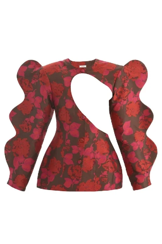 RED BUTTERFLY CUT-OUT JACKET Rayon Jacket Velvet Jacket Corduroy Jacket