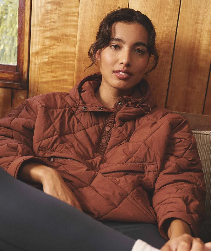 Ladies Outdoor Quilted Pullover - Canyon Clay Thin Wool Pullover