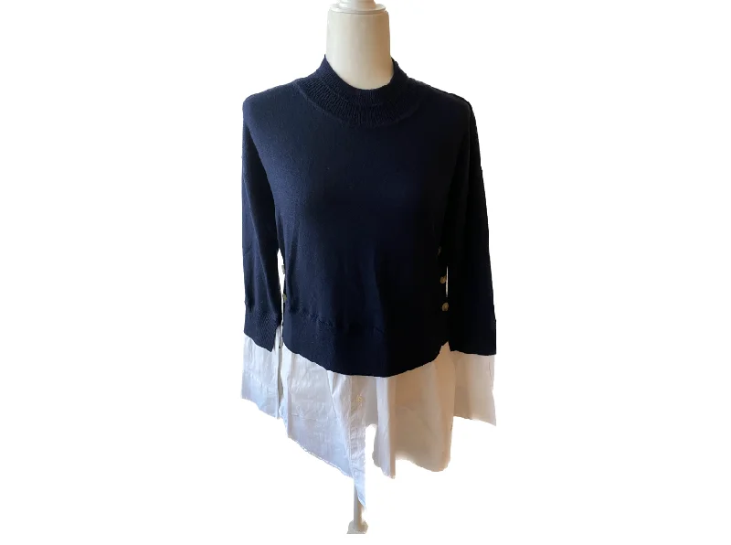Veronica Beard Beri Mixed Media Pullover Sweater Chunky Knit Pullover
