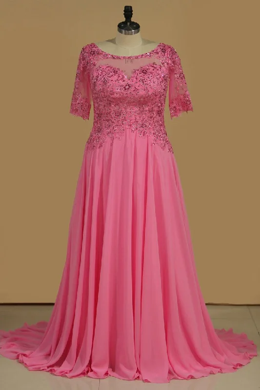Bateau A Line Open Back Mother Of The Bridal Dresses Floor-Length Chiffon