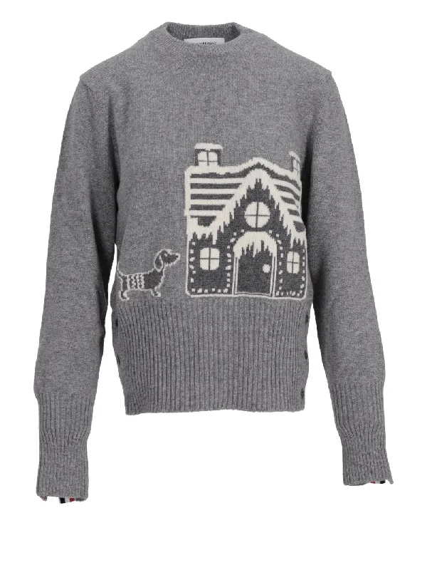 HOLIDAY SCENERY CLASSIC CREW NECK PULLOVER IN FINE MERINO WOOL W/ 4 BAR Short Sleeve Top