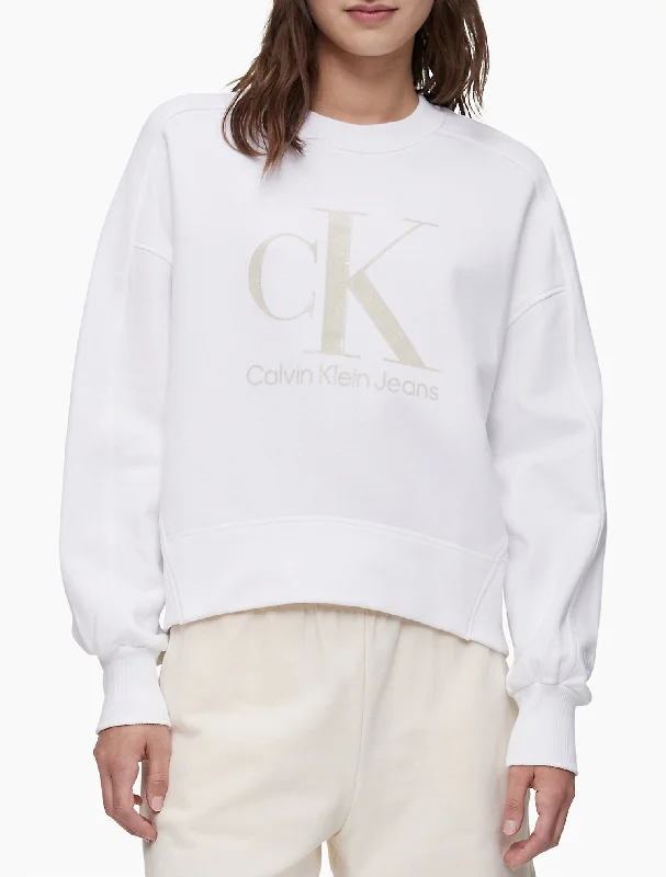 Calvin Klein Gel Monogram Logo Pullover Sweatshirt - Women Thin Wool Pullover