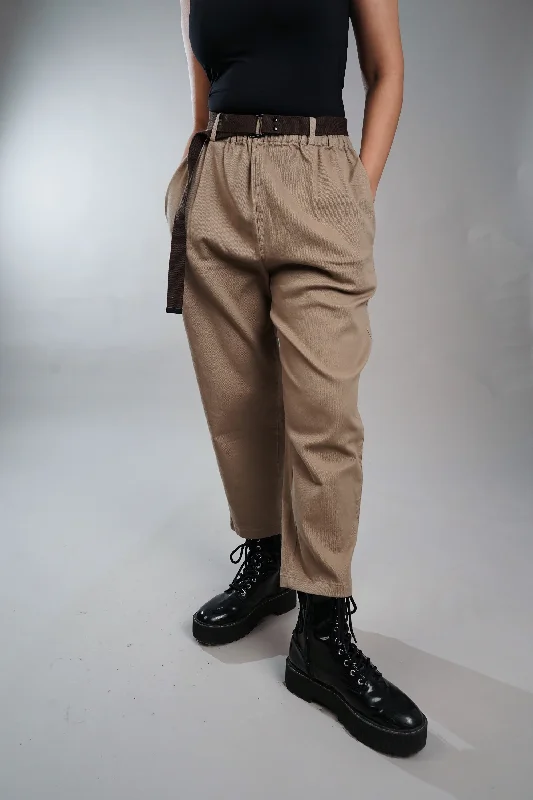 Belted Tanned Straight Trouser Trousers luxurious premium