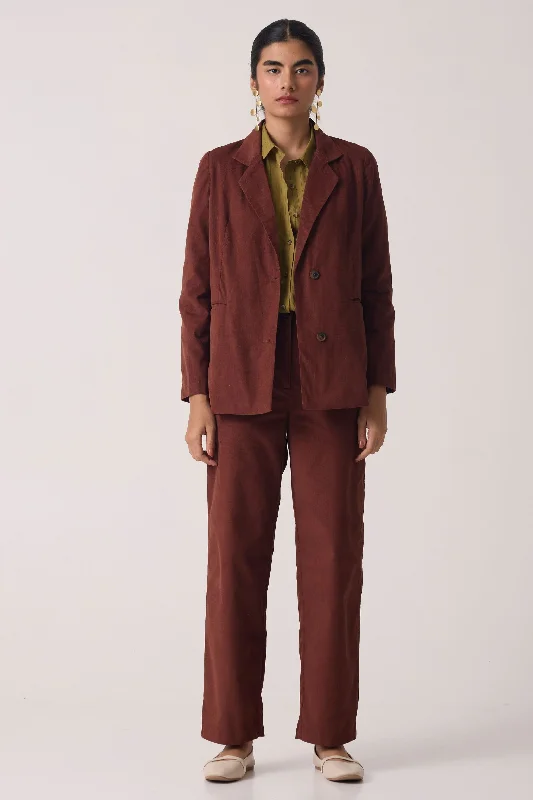 Nellie Brown Corduroy Jacket Set Wool Fabric Cashmere Fabric Tweed Fabric
