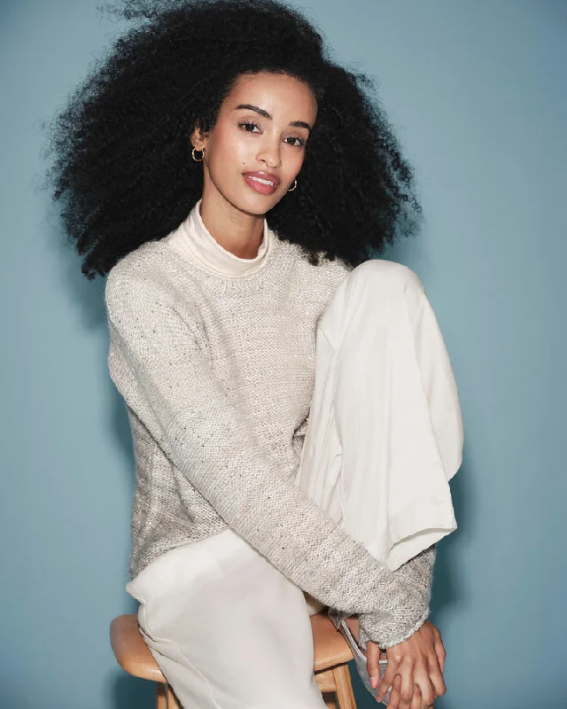 ELSA SEQUIN SWEATER Cable Knit Ribbed Knit Lace Knit