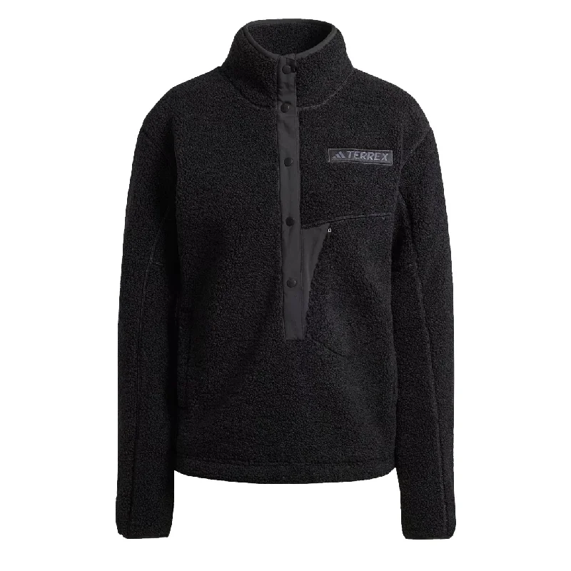 Adidas Terrex Womens Xploric High Pile Fleece Pullover Black Chunky Knit Pullover