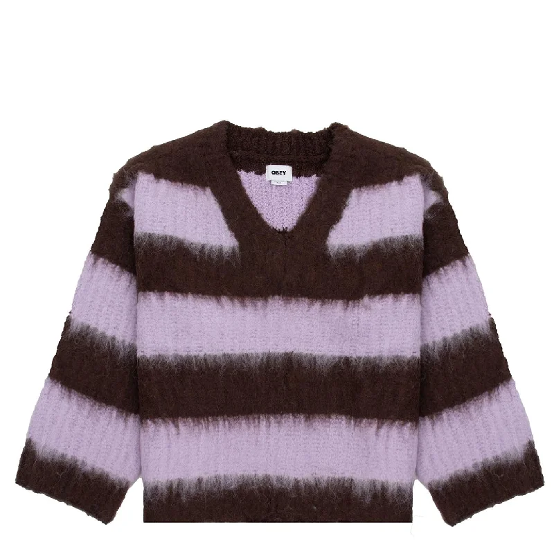 Obey Womens Amara Sweater Java Brown Multi Machine Wash Dry Clean Hand Wash