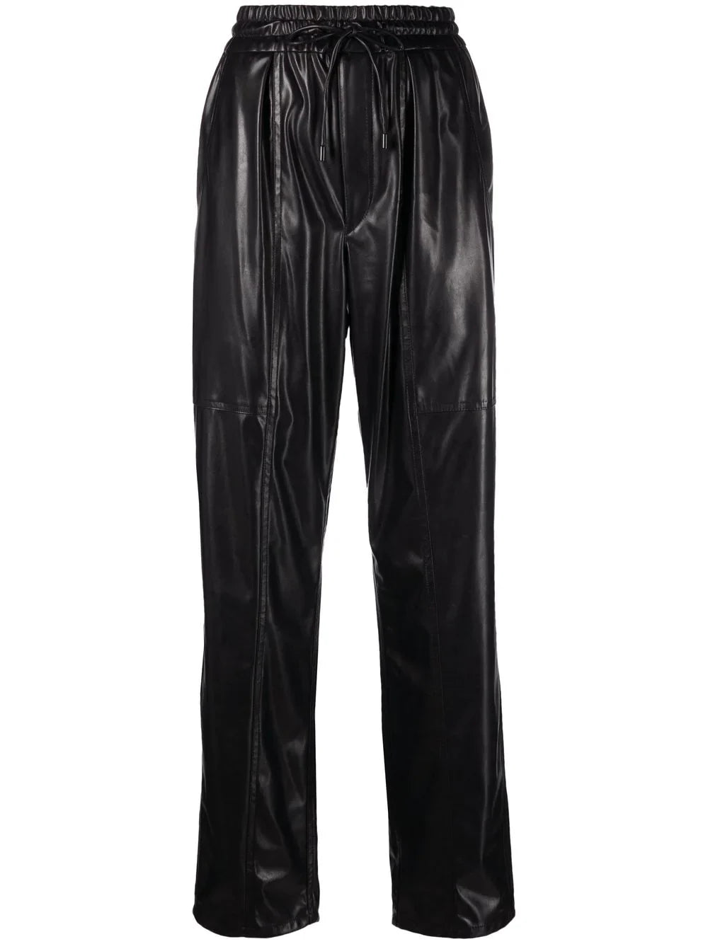 FAUX-LEATHER STRAIGHT TROUSERS Trousers Print Floral