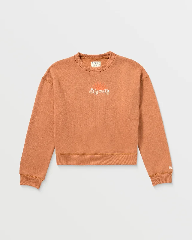 Womens Surfing Sunsets Crewneck Pullover - Red Dirt Square Neck Pullover