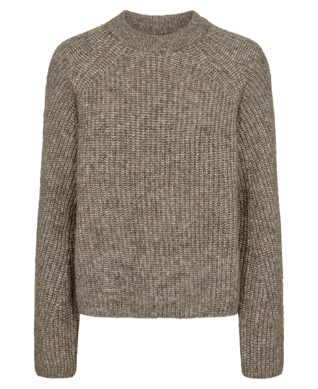 Nuzindi Pullover - Fossil Melange Blouson Sleeve Pullover