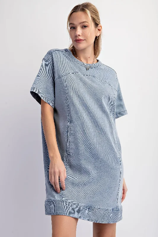 Easel Denim Tunic Dress in Washed Denim