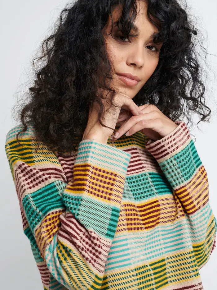 Made In Sens Pattern Sweater Collared Crew Neck Turtle Neck