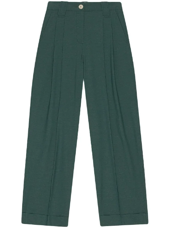 PLEAT-DETAIL STRAIGHT LEG TROUSERS Trousers Leather Faux