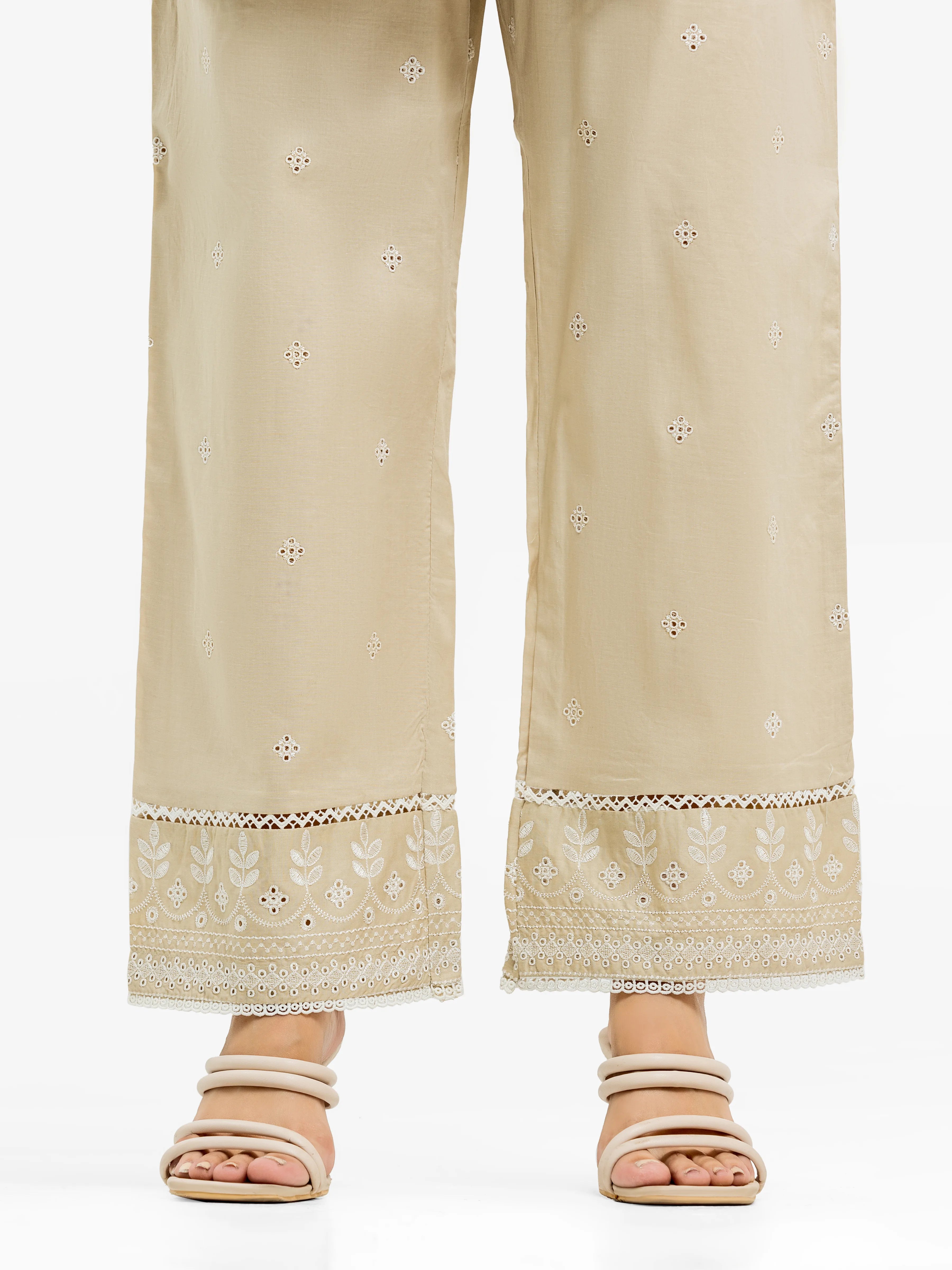 Women's Beige Trouser - EWBE24-76583 Trousers Flared Retro